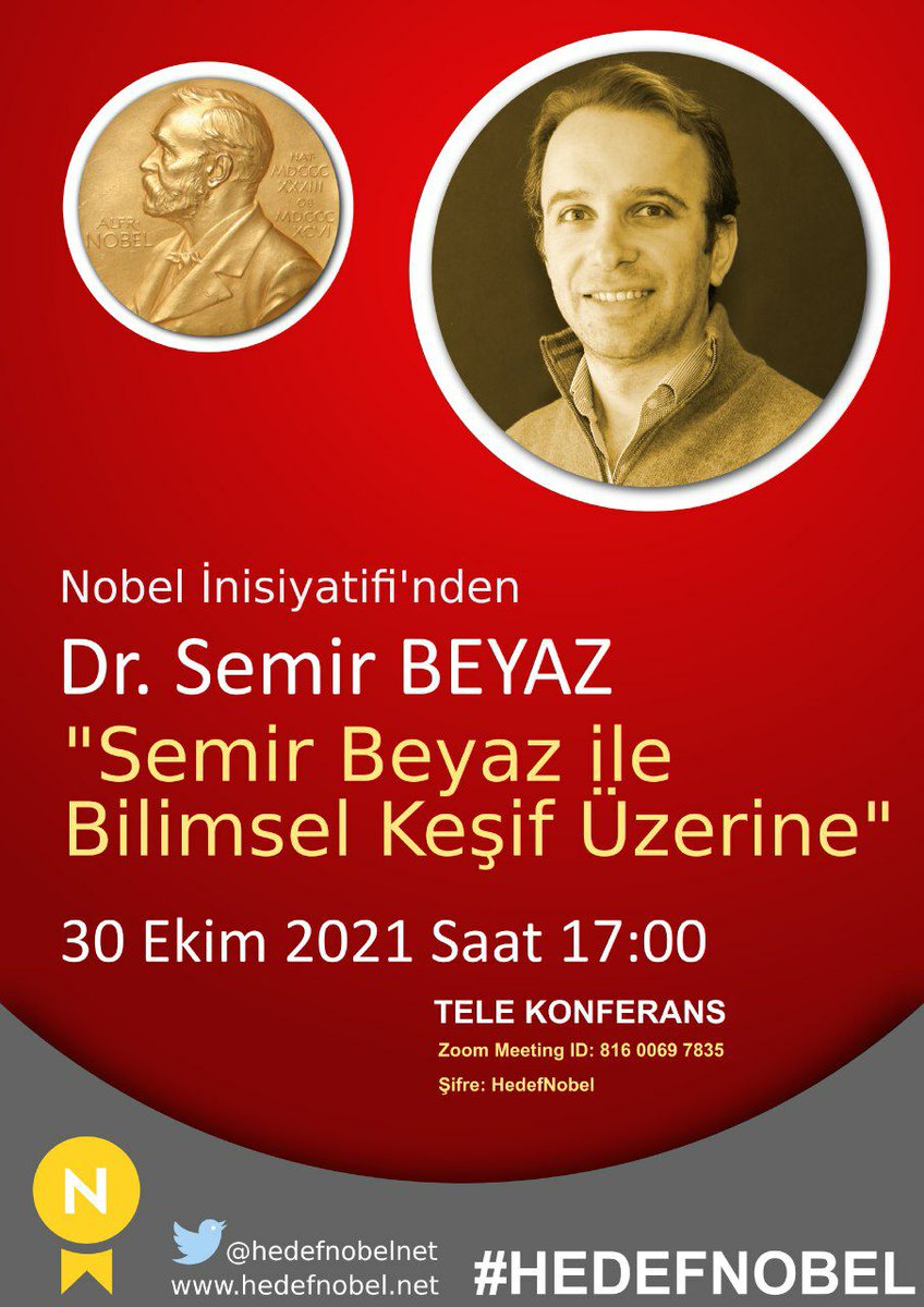 Bugün 29 Ekim, en büyük bayram, kutlu olsun. Yarın Dr. Semir Beyaz #HedefNobel konferansında konuşmacımız; sizleri bekliyoruz. <a href="/beyazlab/">Semir Beyaz</a>