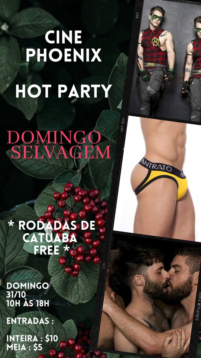 PartyHot's tweet photo. 🌿HOT PARTY
CINE PHOENIX🌿

🍃🌿DOMINGO
 SELVAGEM 🌿🍃

📍🌿😈> FANTASIA DE HALLOWEEN LIBERADA

📍🌿😏> JOCKSTRAP LIBERADA

📍🌿👨🏾‍🤝‍👨🏽> PEGAÇÃO LIBERADA

🍃📍 DOMINGO 📍🍃
31/10
10h às 18h

🔹🌿 ENTRADA :

inteira : $10
meia : $5

⚠️🌿 RODADAS DE CATUABA FREE 🌿⚠️

😈 CINE PHOENIX 😈 https://t.co/7jpXKIoRfe