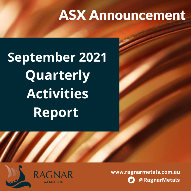 RagnarMetals's tweet photo. @RagnarMetals is pleased to present its Quarterly Activities Report for SeptQ 21. Highlights:
✅Environmental &amp; Exploration Work Plan Permits granted for #Tullsta project
✅XRF assay results confirmed Ni-Cu mineralisation
✅Phase 1 drilling now complete
$RAG #nickel #copper #ASX