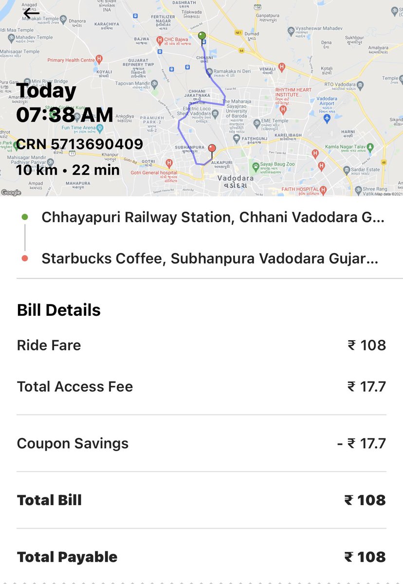 IshaanDixit's tweet photo. @GujaratPolice @Vadcitypolice , @Olacabs . I am in Vadodara for a day and this early morning incident  really made me afraid of my life. So took time to tweet only after I left the Starbucks. They knew I was going to Starbucks. https://t.co/Hson9Kk8HV