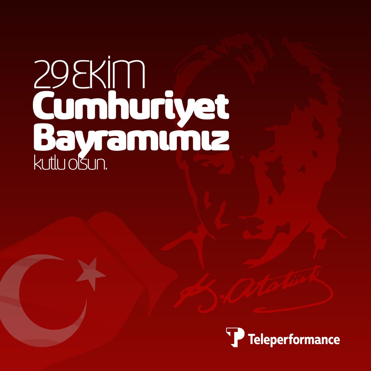 TP_Turkiye's tweet photo. “Ey yükselen yeni nesil! İstikbal sizsiniz. Cumhuriyeti biz kurduk, onu yükseltecek ve yaşatacak sizsiniz.” Mustafa Kemal Atatürk
Cumhuriyetimizin 98. yılı kutlu olsun! 🇹🇷
#TeleperformanceTurkey #29Ekim #CumhuriyetBayramı https://t.co/LAMw4Ew2j0