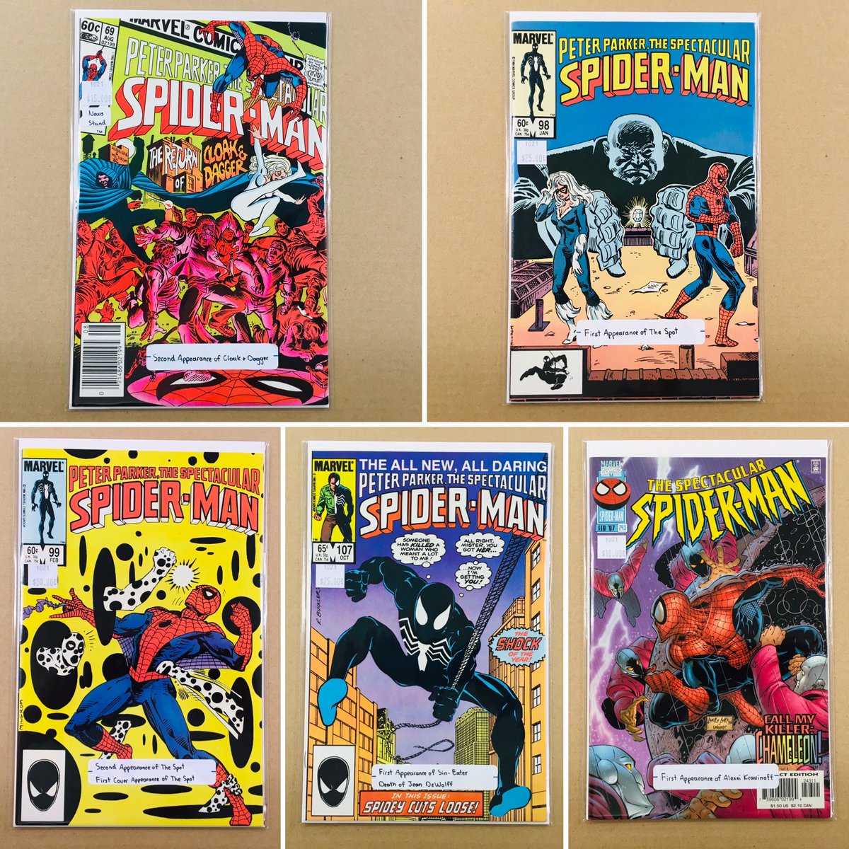 CosmicComicsLV's tweet photo. The forgotten box of #SpectacularSpiderMan has been added to the #BackIssues Table. Fills in the gaps from the 1st #Restock a few months ago.
Highlights include the #SecondAppearance of #CloakAndDagger & the #FirstAppearance of #TheSpot.
#SpiderMan #Marvel #Comics #LasVegas https://t.co/yt7HT8cLdc