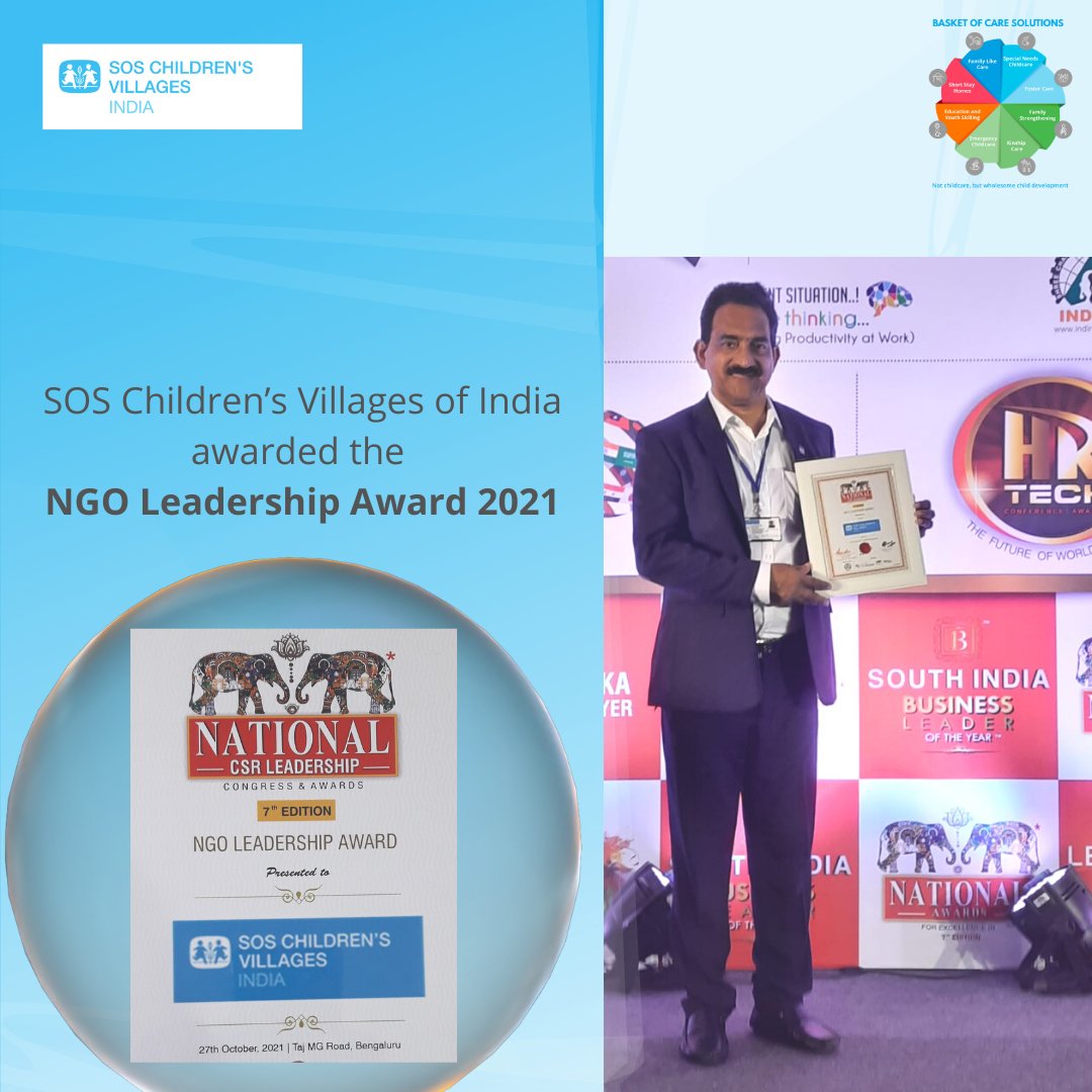 SOS Children’s Villages of India was awarded the NGO Leadership Award 2021.  About 100 CSR heads, corporate officials and NGO leaders participated in the function.
 
#SOSCVI #SOSIndia #Award #CSR #care #Uplift #Empower #Charity #India #children