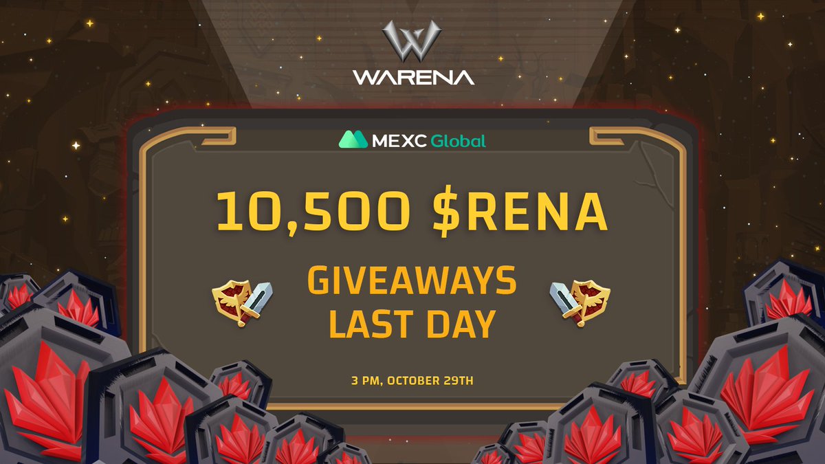 WarenaOfficial's tweet photo. ๐จ ๐๐๐๐ ๐๐๐๐๐๐ ๐จ
Our giveaways for 10,500 $RENA is closing soon, seize your chance now.
๐ Join our challenges: https://t.co/wV0YAToB6a
โช๏ธ Buy $RENA on MEXC: https://t.co/J9ND9PYIrF
#Listing $RENA #WarenaNFT #PlayToEarn #NFT https://t.co/5tRX5a8314