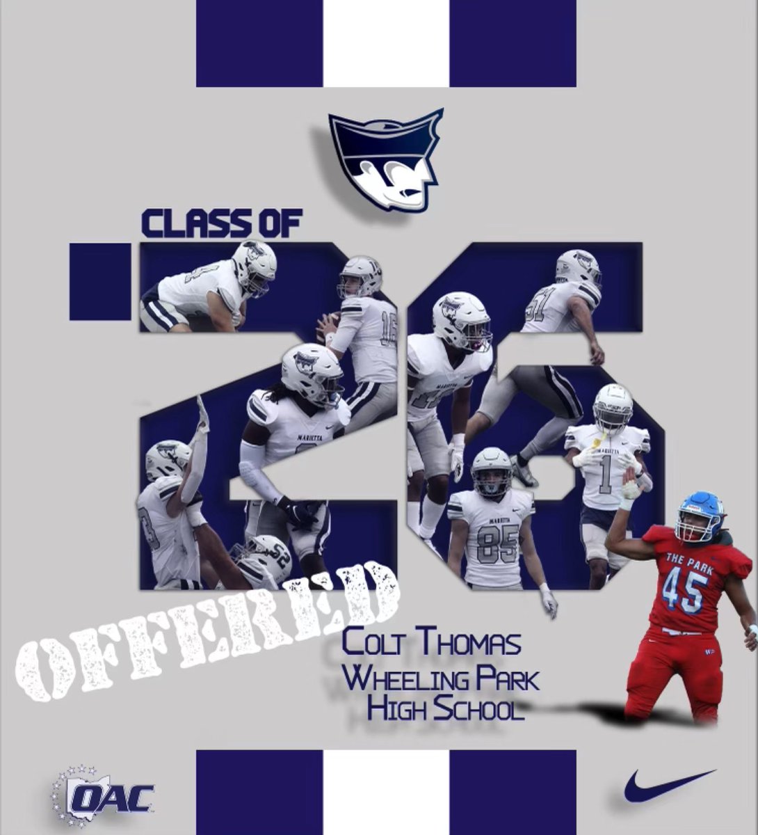 ColtThomas12's tweet photo. Very honored to receive my first offer to play football at the next level…GO PIOS!@CoachWaddle @CoachFeltrop @Marietta_FB https://t.co/QDpMw5iQ7V