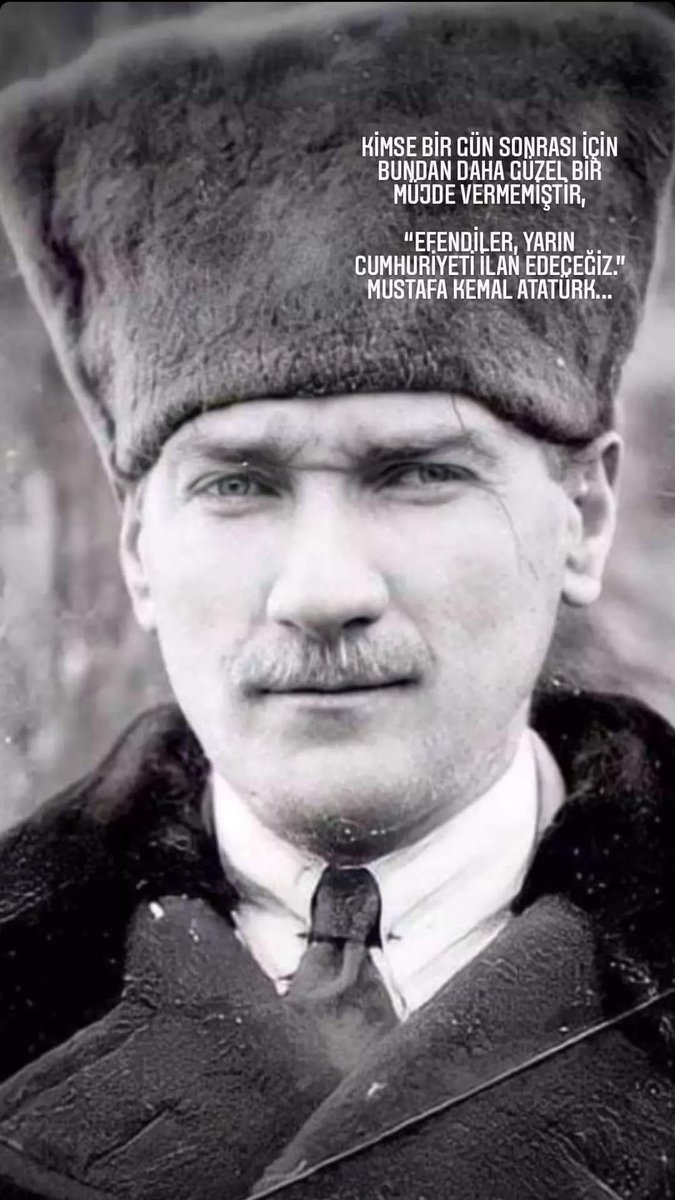 Türk Milleti'nin 29 Ekim Cumhuriyet Bayramı'nı kutluyorum.
İstiklâl mücadelemizin önderi, Cumhuriyetimizin kurucusu Gazi Mustafa Kemal Atatürk ile silah arkadaşları başta olmak üzere bütün şehit ve gazilerimizi, saygı ve rahmetle anıyorum.