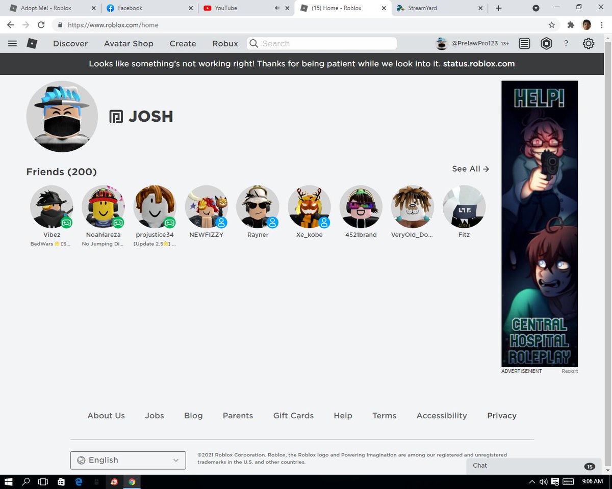 RainierGameplay's tweet photo. Roblox is not working 
Looks like something’s not working right! Thanks for being patient while we look into it.

pls roblox fix this I cannot play adopt me

#fixroblox #robloxnotwork  #roblox https://t.co/8uZMSFZc41
