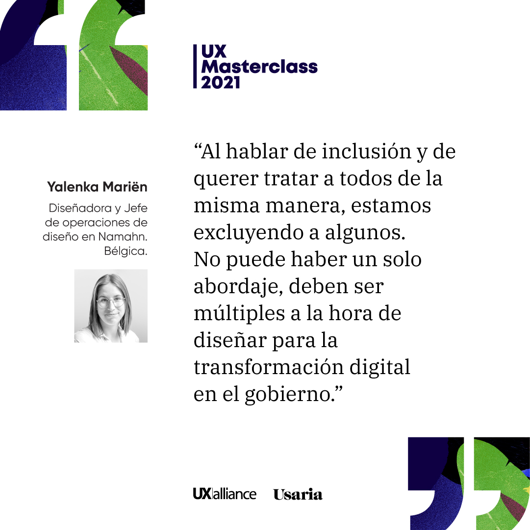 UsariaDesign's tweet photo. 💡Yalenka nos habló sobre transformación digital, una materia pendiente en los gobiernos en la #UXMasterclass2021
#Design #InclusiveDesign #SavetheDate #Gov https://t.co/GQrpJondPO