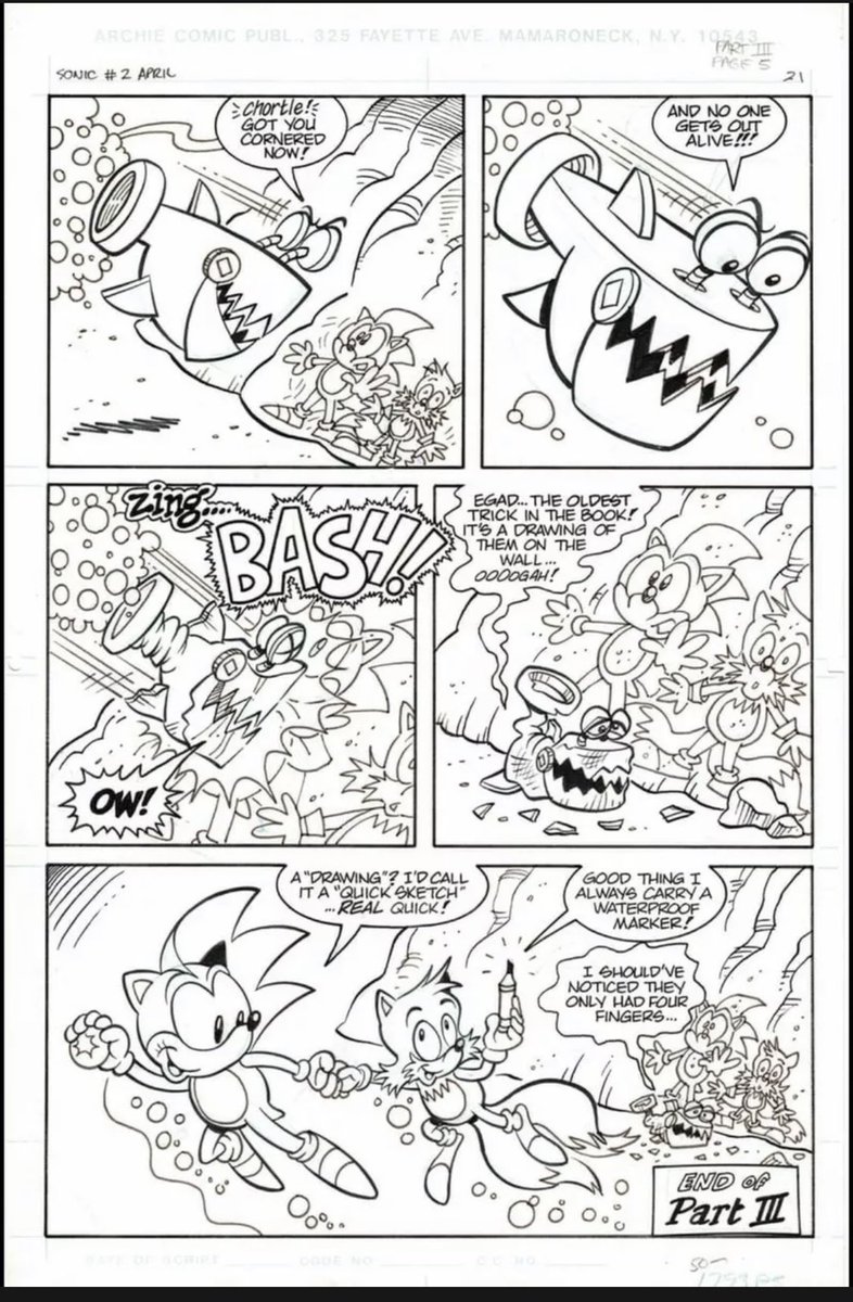 A gosh dang TREASURE TROVE of vintage Sonic the Hedgehog comic book art hit eBay last night. The earliest stuff, from issues 0, 1, and 2 - all drawn by Scott Shaw! (I think it may be his eBay account, or his art rep's?) 