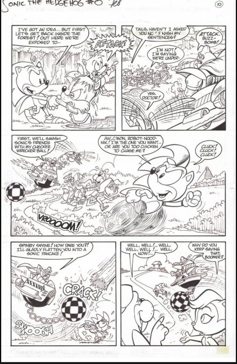 A gosh dang TREASURE TROVE of vintage Sonic the Hedgehog comic book art hit eBay last night. The earliest stuff, from issues 0, 1, and 2 - all drawn by Scott Shaw! (I think it may be his eBay account, or his art rep's?) 