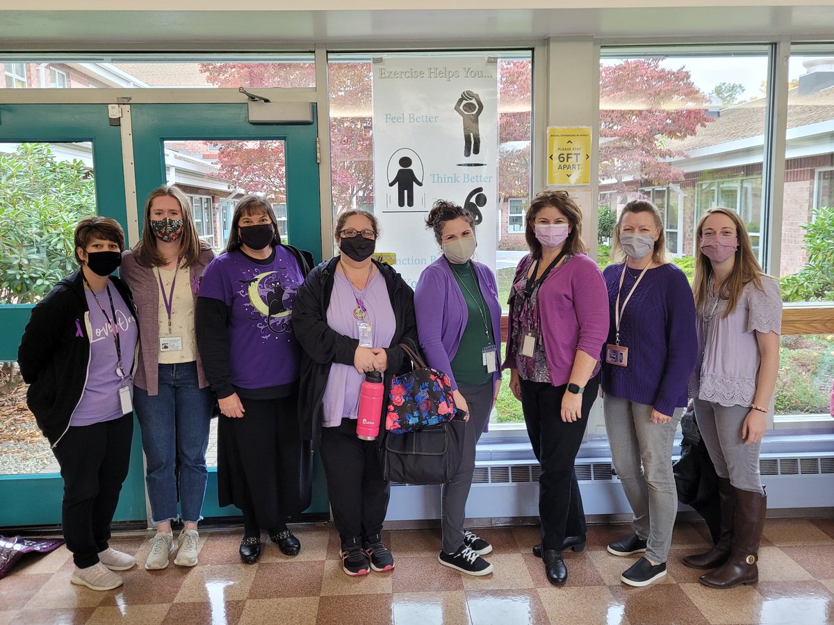 MillvElem_Prin's tweet photo. MES staff wears purple in honor of Domestic Violence Awareness month. https://t.co/L6HBDDp43b