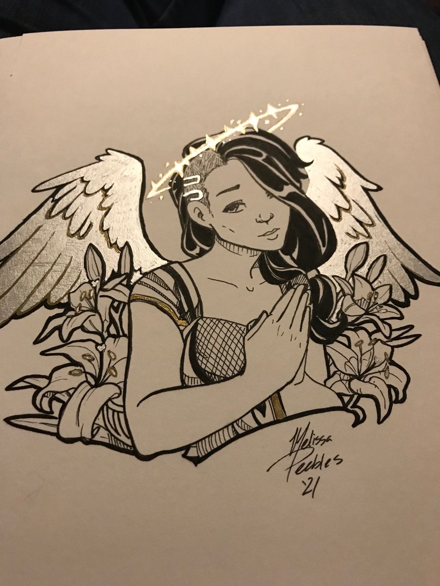 Just finished an ink illustration of Angel, I really love how the silver looks like it’s glowing in the light! 🥰

#Borderlands #AngeltheSiren