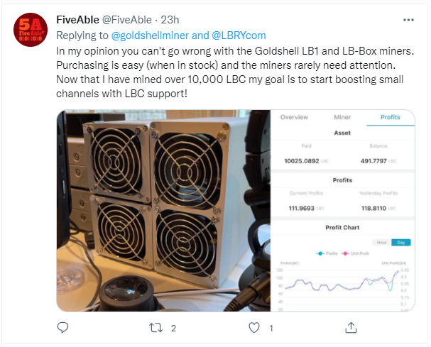 goldshellminer's tweet photo. 💞It is our honor that so many people are willing to share their feedback and happy miners! #SupportLBRY @LBRYcom
✨The Lucky one has appeared!
🎉Congratz @dizziness @PakoCampo @LaptopZen @FiveAble
We will contact the lucky ones and give away the prize. https://t.co/6aBYUT3C06
