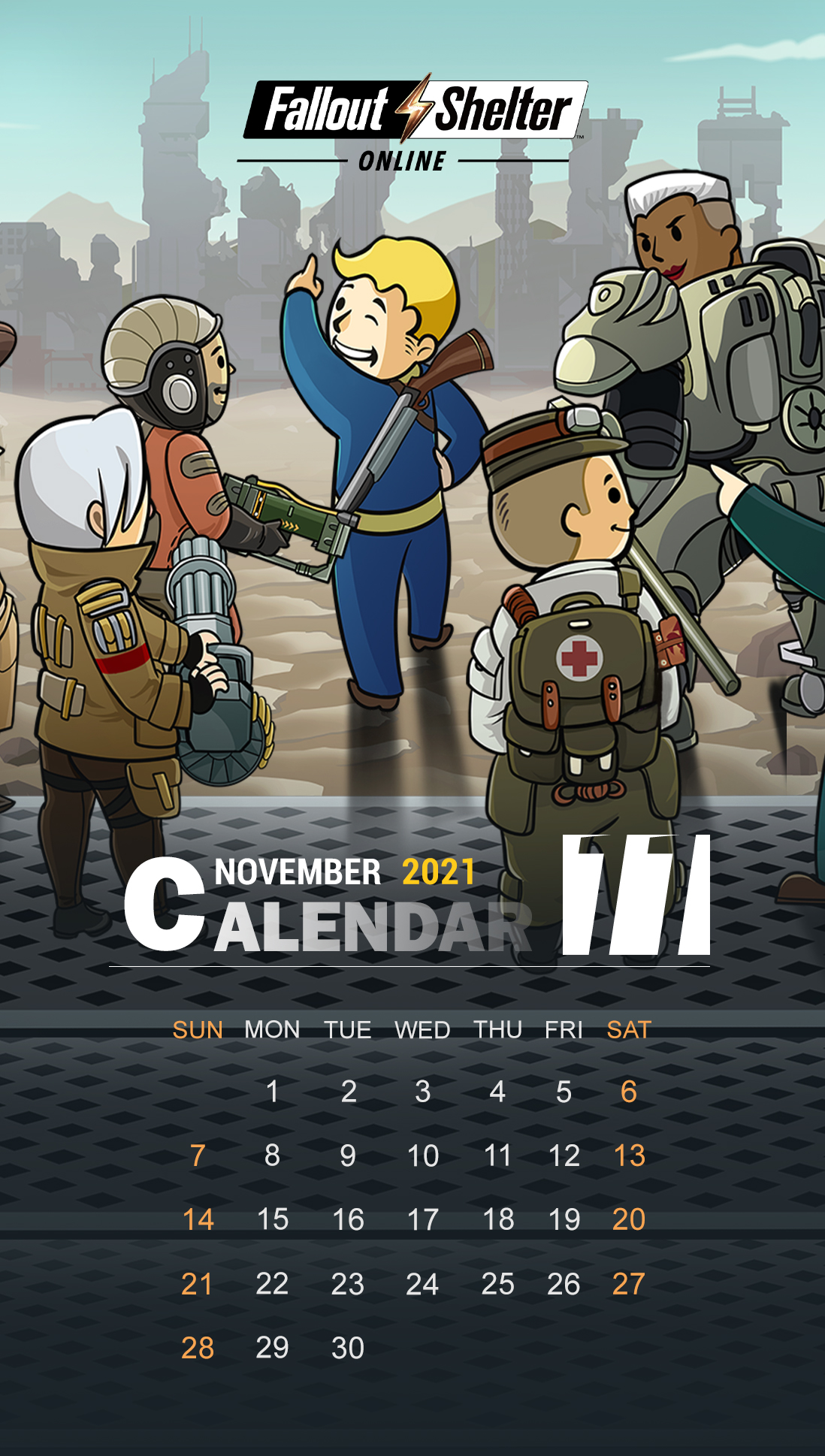 Falloutshelteronlinejp 監督官の皆様 こんにちは 1 1 月のカレンダー壁紙をお届けに参りました 来月もvault Boyと一緒に頑張っていきましょう Fsojp フォールアウト Falloutshelteronline T Co Nm5oe72kmc Twitter