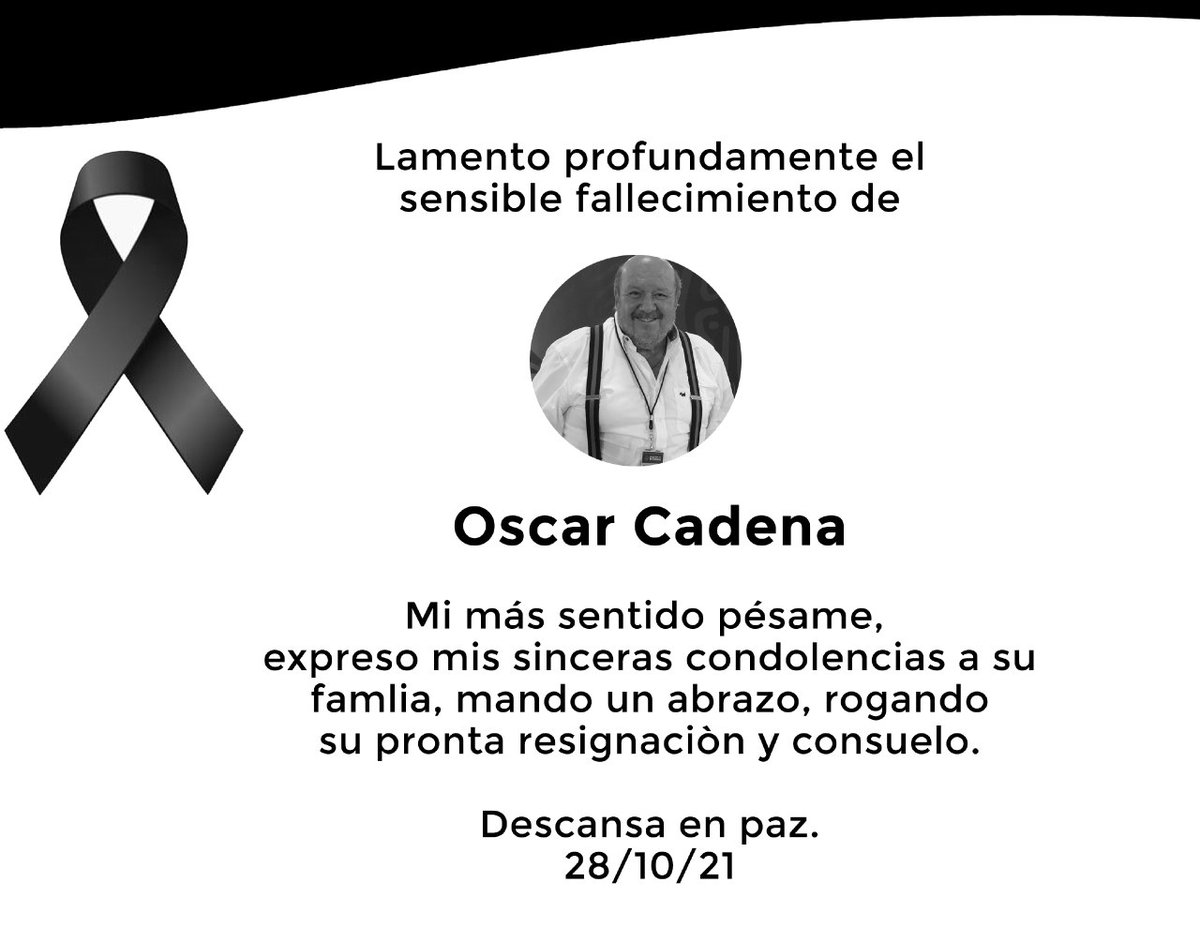 Mis más sentidas condolencias para toda su familia. Deseo que su alma descanse en paz y que encuentren pronto la resignación por tan enorme pérdida. Mis oraciones hasta el cielo. <a href="/infraganti45/">OSCAR CADENA</a> #OscarCadena #QEPD