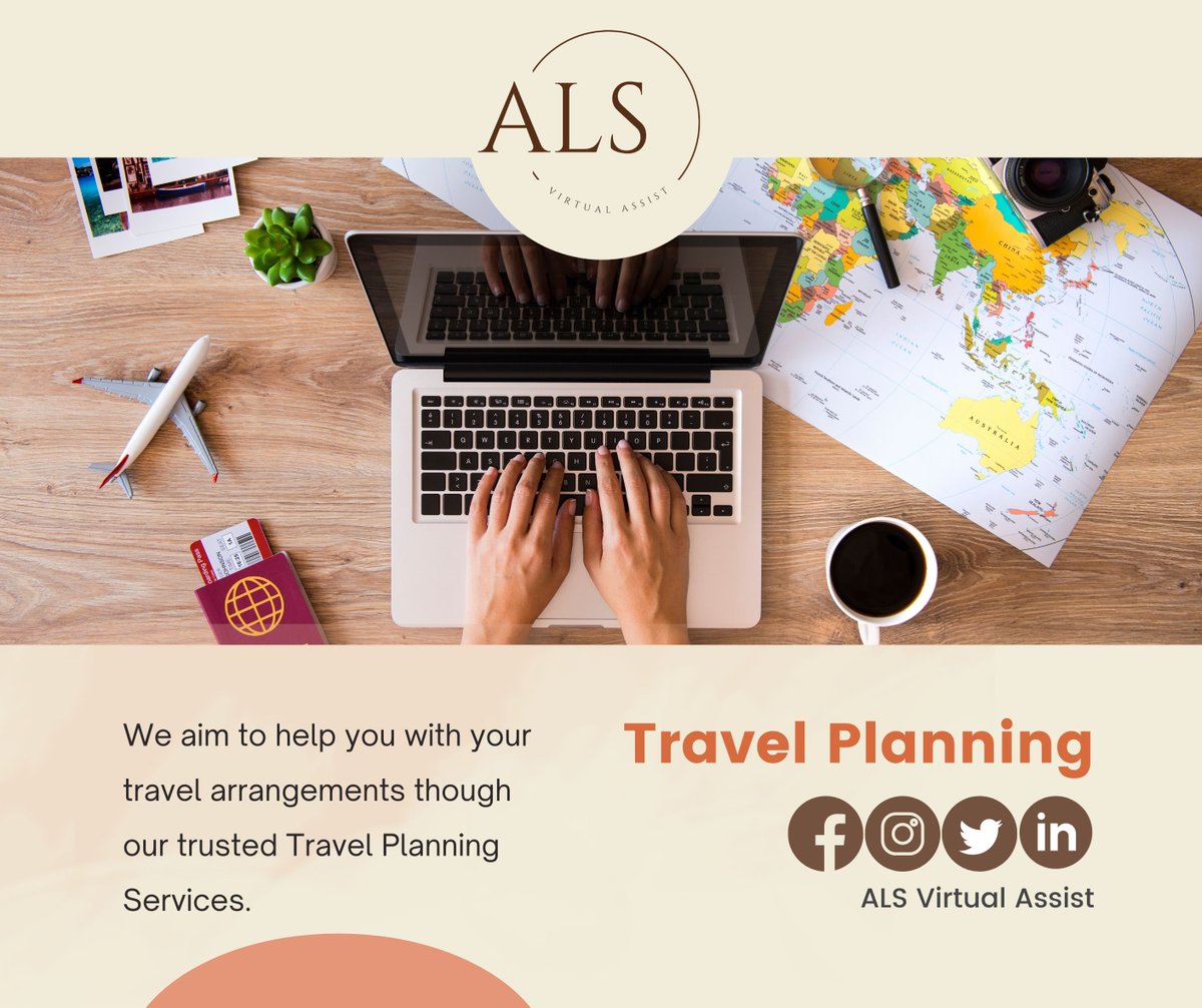 ALS_Virtual's tweet image. We aim to help you with your travel arrangements though our trusted Travel Planning Services. #ALSVirtualAssist