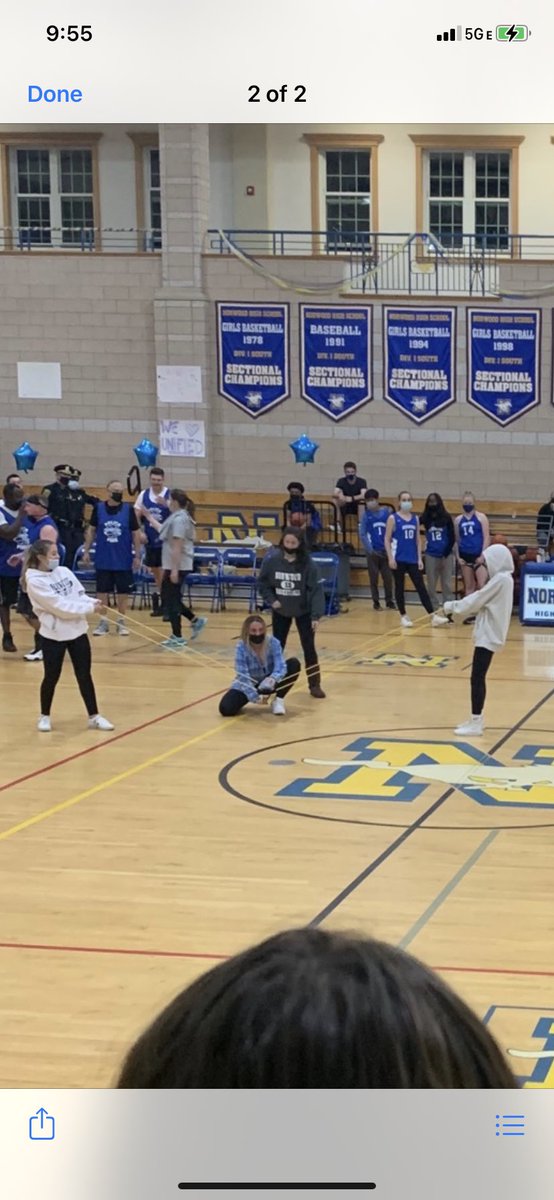 CoachKristenMcD's tweet photo. Awesome night at our Unified Basketball Team’s ‘First Responder Game’. Thank you to our Norwood Police &amp; Fire departments for playing, and to our fans for packing the gym. Norwood is a special place. 💙💛 https://t.co/rbvjwzGWg0