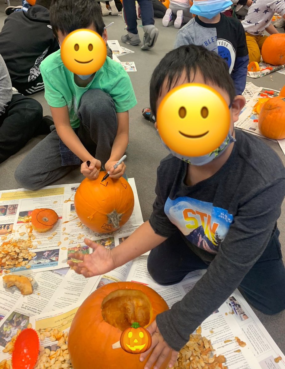 EktaaSingh3's tweet photo. What an exciting afternoon! We carved pumpkins with our little buddies and focused on leading by example, showing them how to be okay when things get a little messy. 😊 Some of us were also very prepared! 🔦 #halloween #pumpkincarving https://t.co/8kxarJygOt