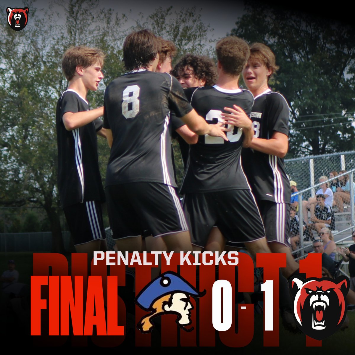 BashAthletics's tweet photo. 10/28 District 1 Boys Soccer 

Boyertown 1 Plymouth Whitemarsh 0  (PK's 4-2) 

Pentaly Kicks: Chase Bartman, Beckett Wenger, Luke Moser, Justin Patten 

Saves: Nick Rothenberger 9 

They will play CR South on Saturday at a place and time to be determined. https://t.co/tiWtNFRJdU