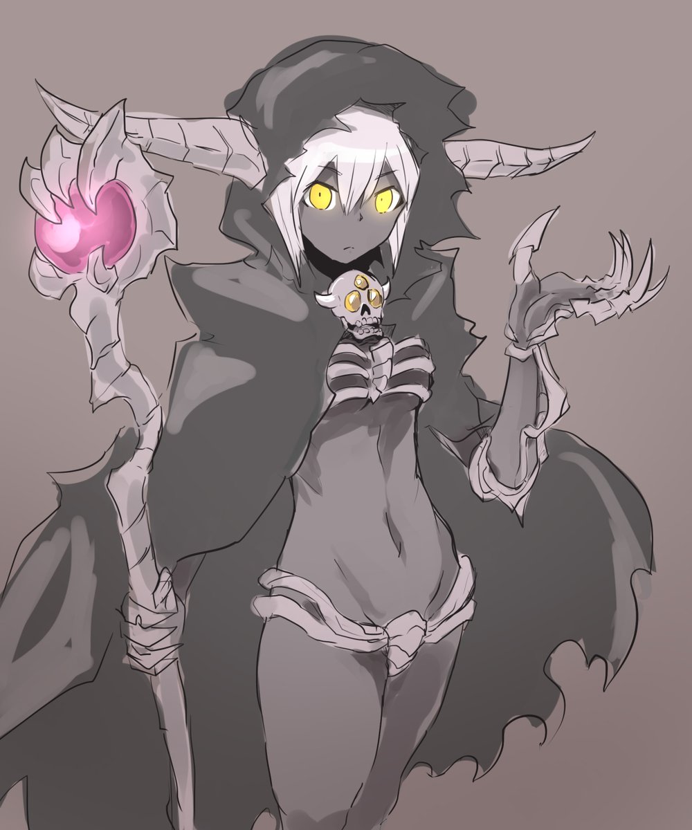 クロム・スカルドワイト【@waitoyt】
黒衣の呪術師、悪魔の骨を削りだした杖や装飾を身に着けている
骸骨に呪いを与えて自由に操る術を使いこなす
襤褸切れと骨装飾以外には一糸纏わぬスタイルを年中貫いている 