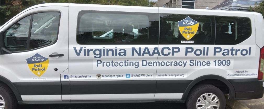 daquanlove's tweet image. Some politicians are sending "poll watchers" to the polls. The @NAACPVirginia has now launched a fleet of our very own Poll Patrol vans to criss cross the Commonwealth and protect Black voters.

#WeWatching and will not stand by while folks try to intimidate voters.