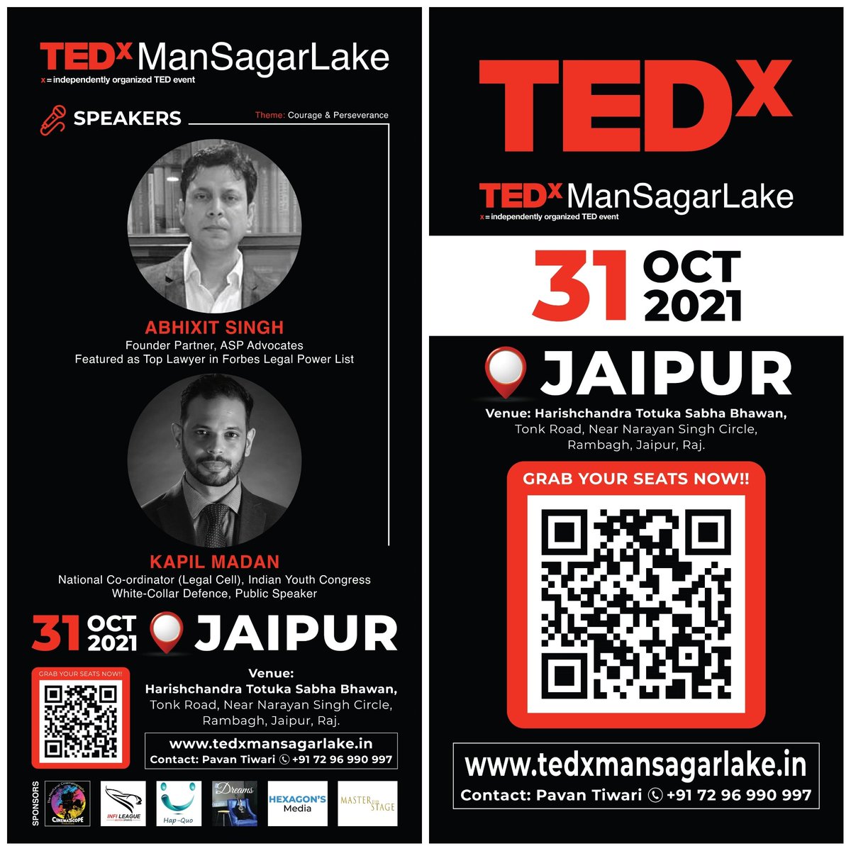 tedxmansagar's tweet photo. 02 Days to Go!! 

31 October, 2021  | Jaipur, Rajasthan https://t.co/BYyE8SO2aT