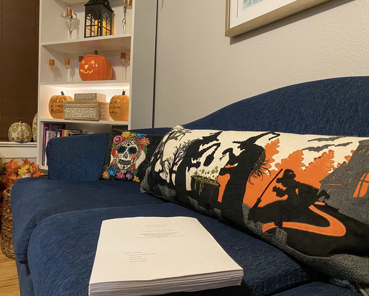 When your birthday is in October, you love Halloween and you complete the writing of your dissertation in the same month…You succumb to the camera and take the #DissertationSubmitted #Committee #PhD Now 1 week until #DissertationDefense #PhDLife #PhDChat *Decor by Sulema❤️*