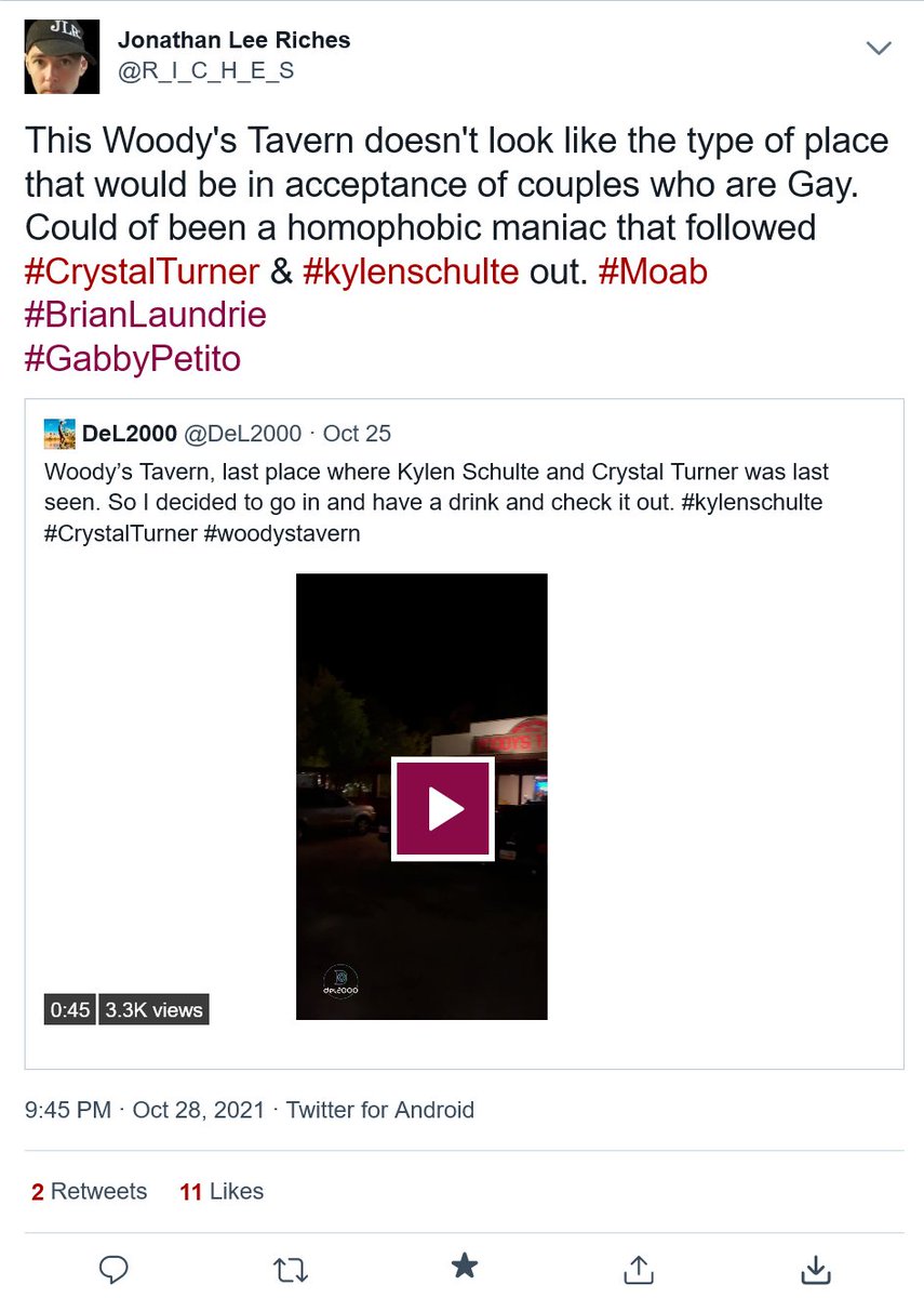GayRealWorld21's tweet photo. I guess he ( Jonathan Lee Riches @R_I_C_H_E_S ) would know what a homophobe is #BrianLaundrie #GabbyPetito https://t.co/dntsWIvg6v