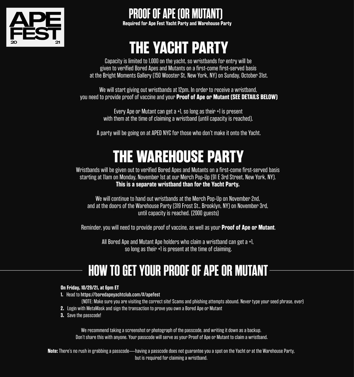 APE FEST 2021 - Details ☠️🦍⛵️