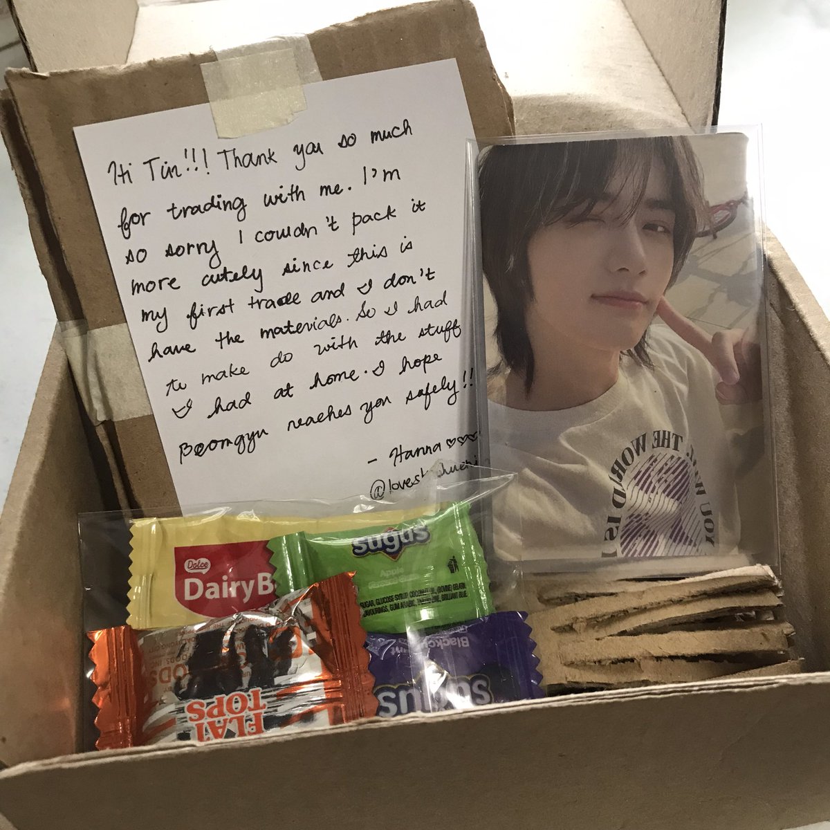 gyusoocart's tweet photo. ⋄꙳⁎༺ #tinnmails📨 *∘❅
Aaahhh finally! beomgyu wink pc haver na~ umuwi na prio pc ko sa fight hihu >.< thankyou so much @loveskaihuening for trading with me and packing them nicely and secure <33 https://t.co/xXdWFbUe23