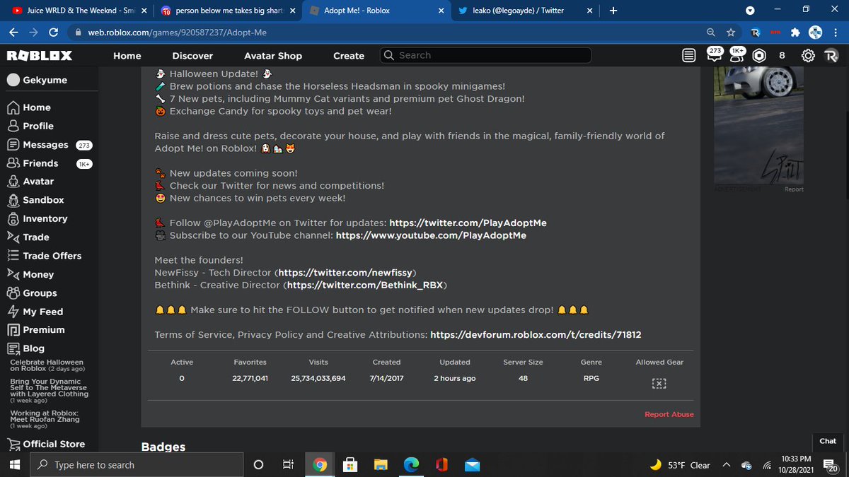 #robloxdown @ROBLOx needs to fix their website when theres 0 players on adopt me.