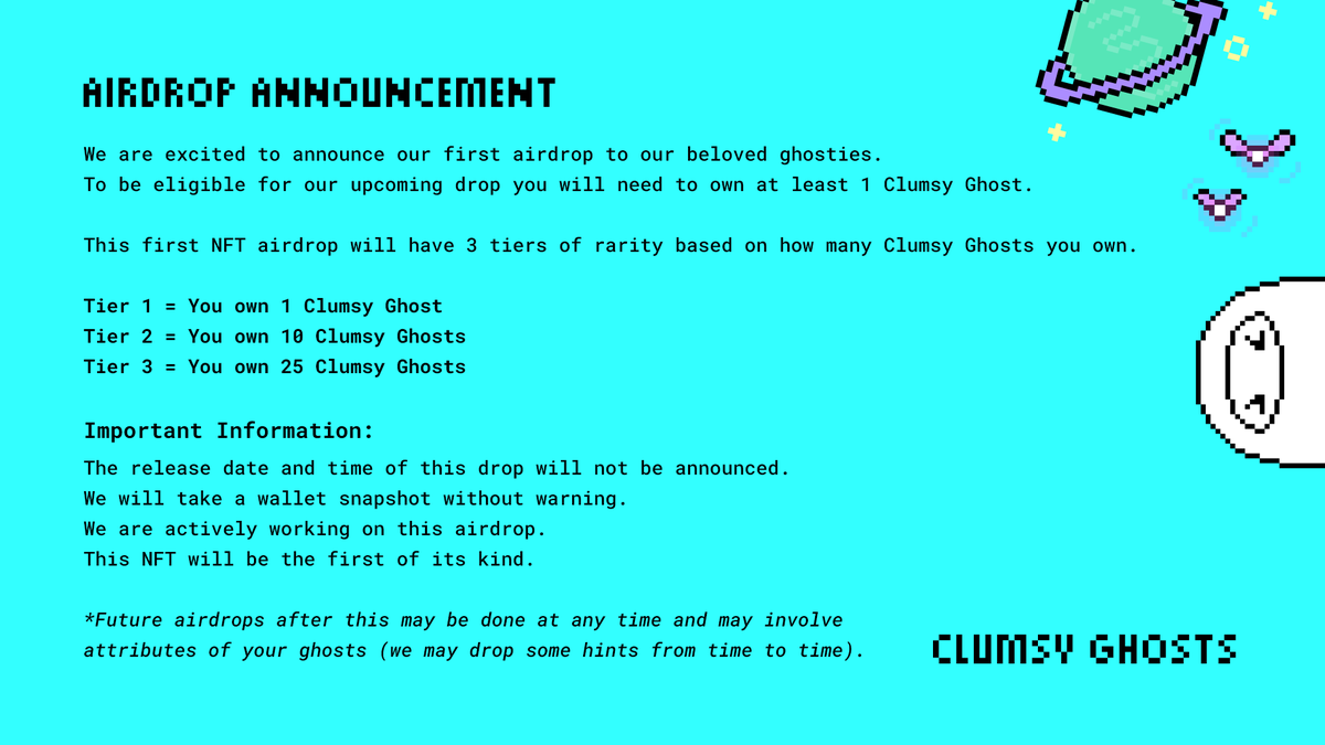 Clumsy_Ghosts's tweet photo. AIRDROP INCOMING ALERT 👻 *Ghost sounds intensifies*

#NFTCommunity #CNFTCommunity #CNFTs https://t.co/t5u8pxp2KY