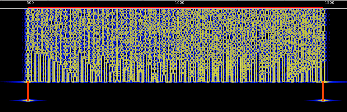 AD6DM's tweet photo. Didn't get my calendar notification joined late. Only caught the tail end of my local #ARES #Digital Net. Decoded some #MT63 on #VHF, and got the last reply with fldigi--a pretty cool EMCOMM drill in #hamradio. This is what a MT63 signal looks like on the waterfall: https://t.co/ebMTYvwBx7