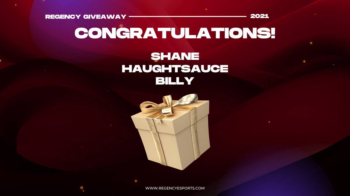 Congratulations to our first Regency Giveaway winners!
<a href="/theshaneetc/">Shane 🏎️</a> 
<a href="/_haughtsauce_/">haughtsauce</a> 
<a href="/Piss_Cat_Tweets/">Billy</a>
You have 24 hours to claim your prize in DM to LEGITtopic!