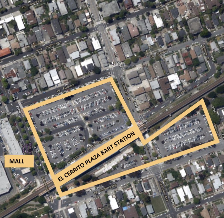 SFBART's tweet photo. Attention:

Today our Board of Directors voted to prioritize housing over parking at El Cerrito Plaza Station. 

They set a maximum of 250 replacement parking spaces from 740 spaces w/ no set minimum, making way for 800 units with 35% affordable and 12% moderate income. https://t.co/oUbi6yQVUJ