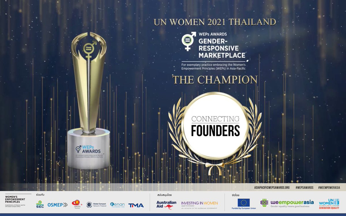 ConnectingFound's tweet photo. We are excited and proud to be an Awardee of the #2021ThailandWEPsAwards for efforts in advancing women’s empowerment and gender inclusivity in the business sector @mrabonza 

#WeEmpowerAsia
UN Women | European Commission l InvestingInWomenAsia l  Australian Aid l DFAT https://t.co/uRR21mFSHt