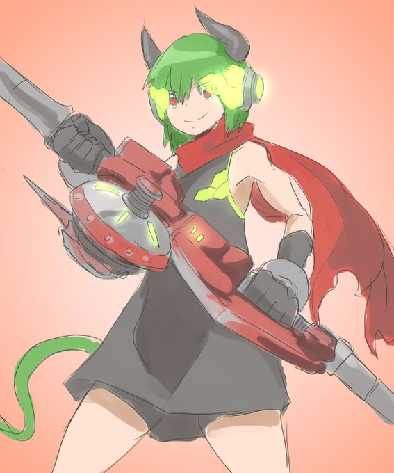 リン・ハタケ【@tikurin_leaf】
魔族の中でも機械文化に明るく、機械いじりが趣味の少年
手にした武器の事を「タケヤリ」と呼ぶがどう見ても機械槍
必殺は槍の穂先を高速で撃ち出す破壊の一撃"パイルバンブー" 