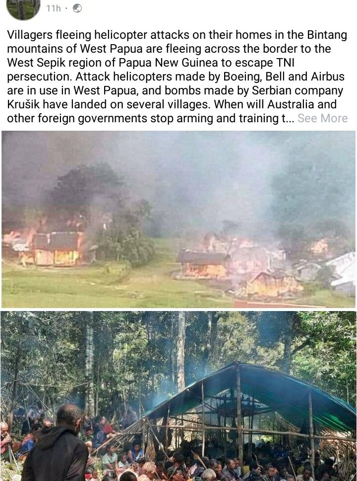 MartynNamorong's tweet photo. Meanwhile in West Papua the Indonesian military is bombing indigenous people in their villages
#FreeWestPapua #IndoNotNesia #Melanesia #Pacific https://t.co/Ta7unT1Kwr