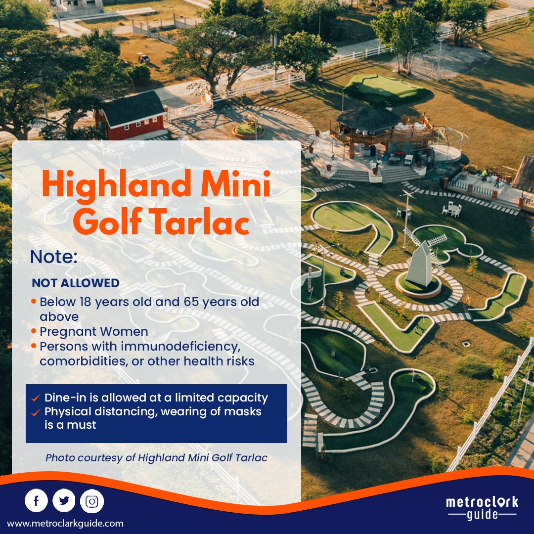 metroclarkguide's tweet photo. Newest #HangoutPlace!

Create memories with your family and friends on the newest miniature golf course in Tarlac. Play golf, board games, taste Western-Asian cuisine, and many more.

Visit #HighlandMiniGolfTarlac now! 

#MetroClarkGuide #MetroClark https://t.co/09MYVAhxYk