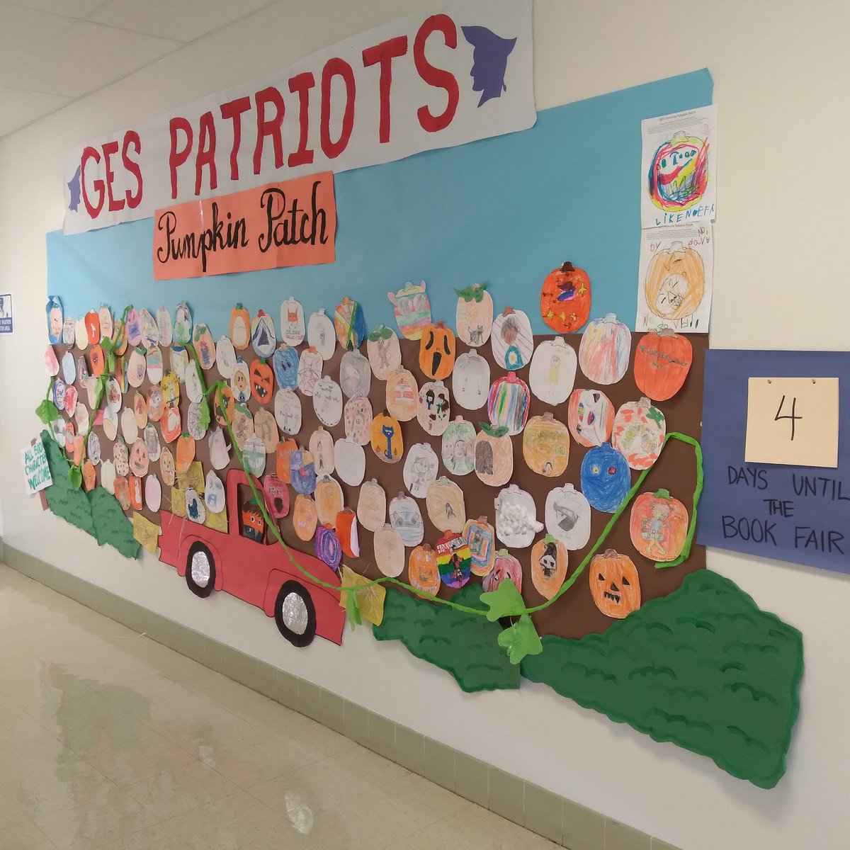 TeamGermantown1's tweet photo. We're excited for the @GermantownPTA sponsored Scholastic Book Fair next week! Our students colored pumpkins with their favorite storybook characters. 4 days &amp; counting...#LiteraryPumpkinPatch https://t.co/jz3glUHp8S