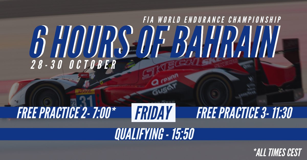 Fhabsburg62's tweet photo. Good Morning @BAH_Int_Circuit! 🌅
Time table for today👇
Live links 👉 https://t.co/hVMWojMFF7
#FIAWEC | #6HBahrain | #TeamWRT | #DriveFastActFaster | #AVL | #Bahrain | #PR https://t.co/C2jpJrJHfA