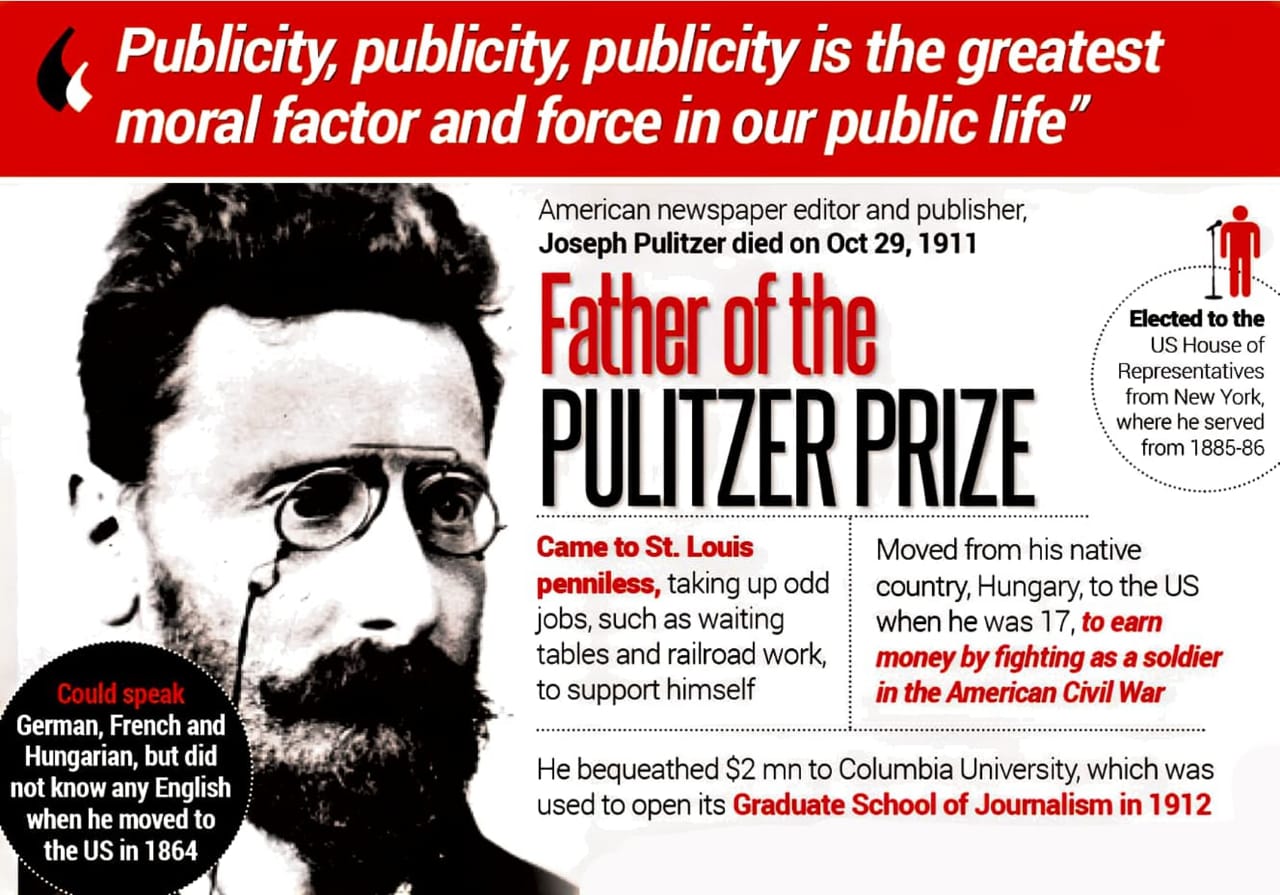 Information & PR, Kathua na platformě X: „Did you know? The editor behind the Pulitzer Prize, Joseph Pulitzer, passed away on Oct 29, 1911 @diprjk @infjammu https://t.co/1Iw4eWuR8v“ / X