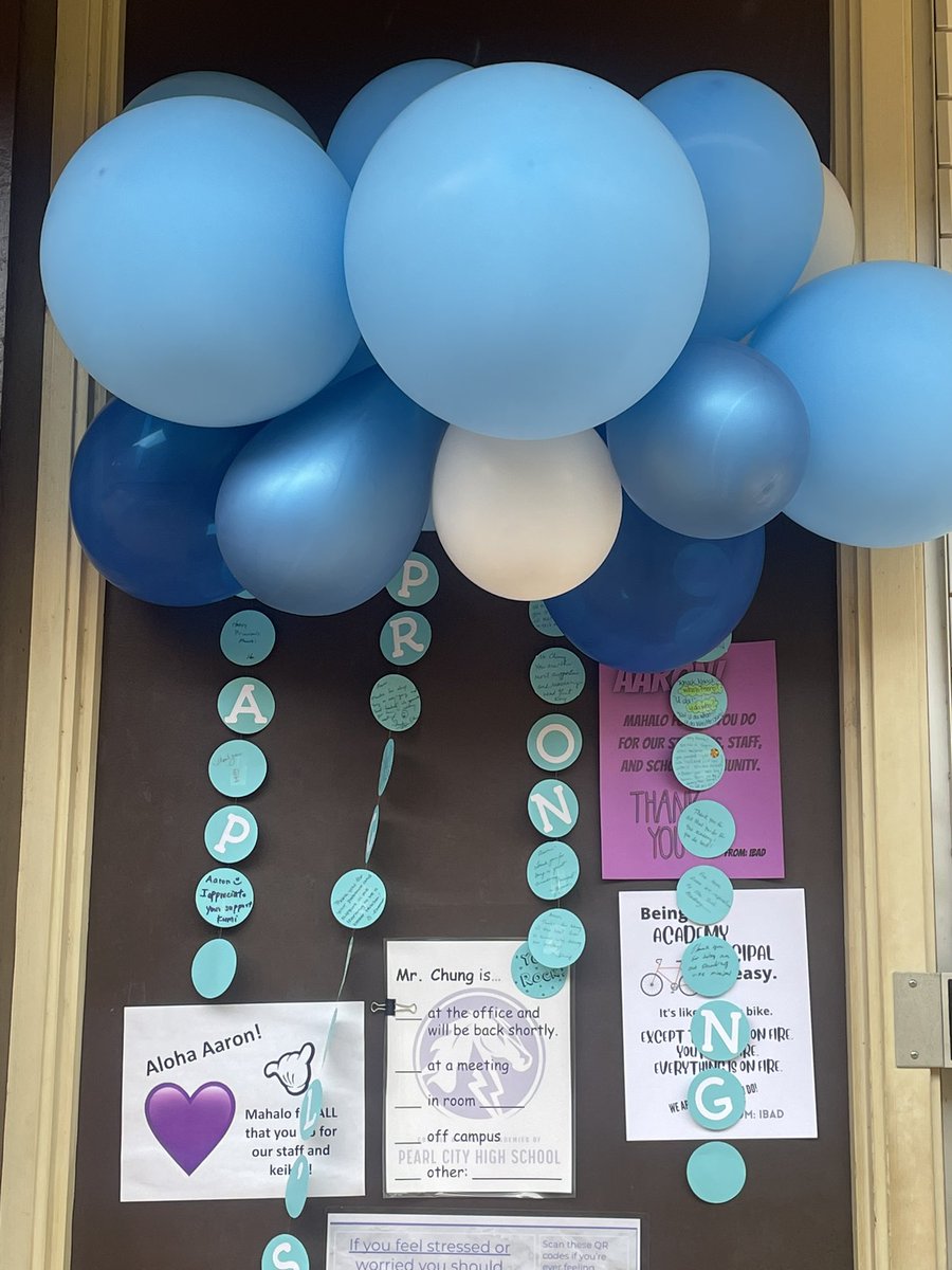 MrChungVeep's tweet photo. Humbled and blessed beyond measure to work for and with the amazing @PCHS_Tech_Aca ohana! Mahalo for the decorations a s kind words. It’s truly an honor to be in this academy and to be at @PearlCityHS ! #purplerunsdeep #betterinblue ! https://t.co/XcRpn01xOV