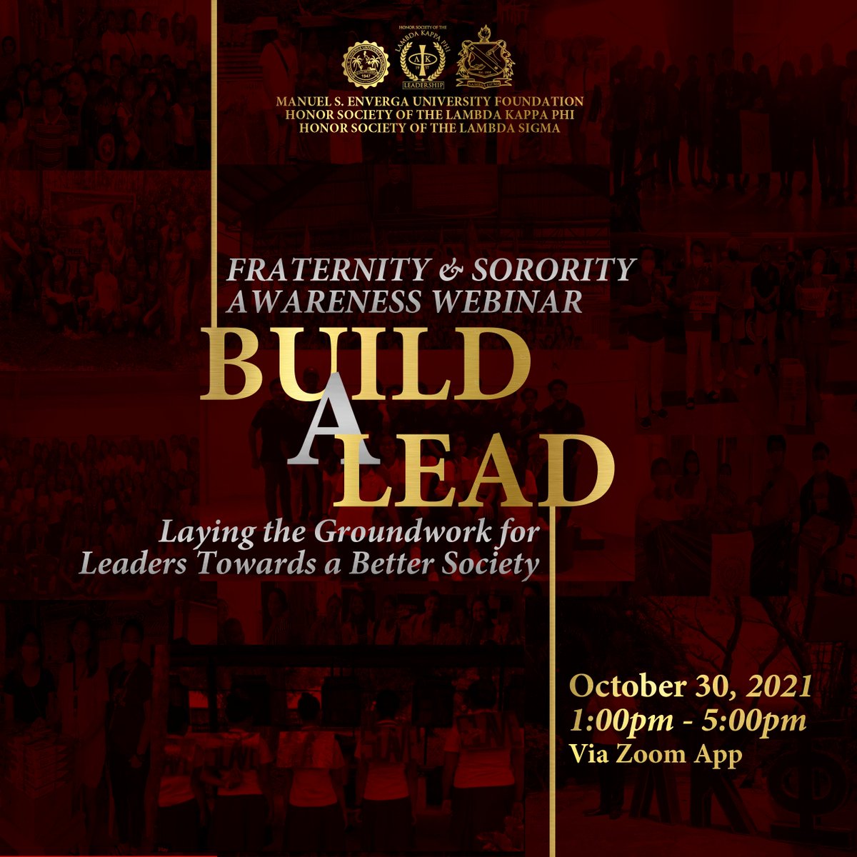 EnvergaU's tweet photo. Join us for this year Frat-Soro with the theme "Build a Lead: Laying the Groundwork Towards a Better Society"

This Saturday, October 30, 2021, at 1:00PM via Zoom
Visit https://t.co/tB6JGYQhRs for more details.

SEE YOU THERE!
#FratSoroAwareness
#HSLS 
#HSLKP https://t.co/mkIbVYBO2z