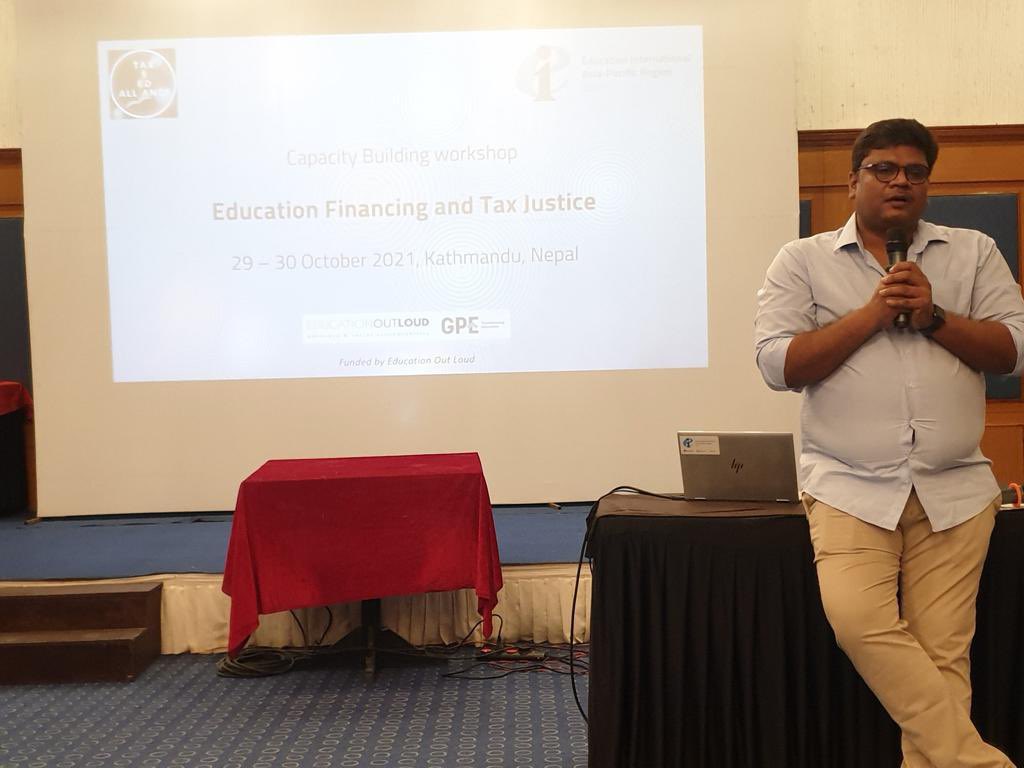 eduintAP's tweet photo. Happening now: @alliance_ed Capacity Building Workshop on Education Financing and Tax Justice with @eduint affiliates NNTA, NTA and ISTU @ncenepal2018 @actionaidnep and @WeAreTAFJA #unite4ed #studentsbeforeprofit https://t.co/KuatRWomOI