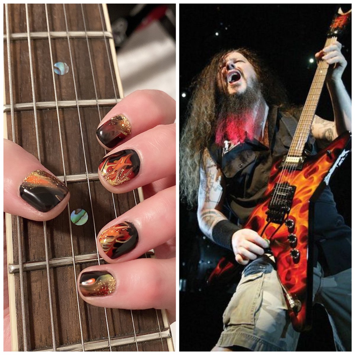 yuri_baby_queen's tweet photo. ネイルかえた！👸🏼💅
Dean Dime-O-Flame 🔥 inspired Nail 
#dimebag 
#dimeoflame 
#deanml https://t.co/vSUxdw4Cdc