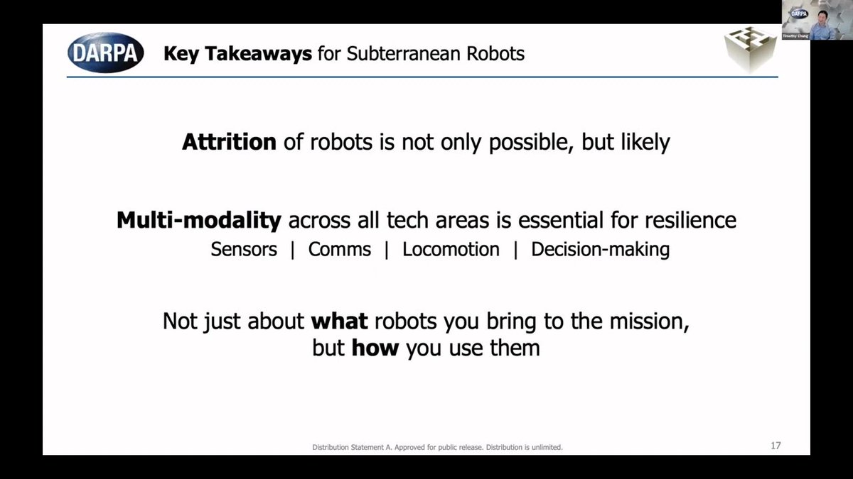 BotJunkie's tweet image. Key @DARPA #SubTChallenge takeaways from @timothyhchung
