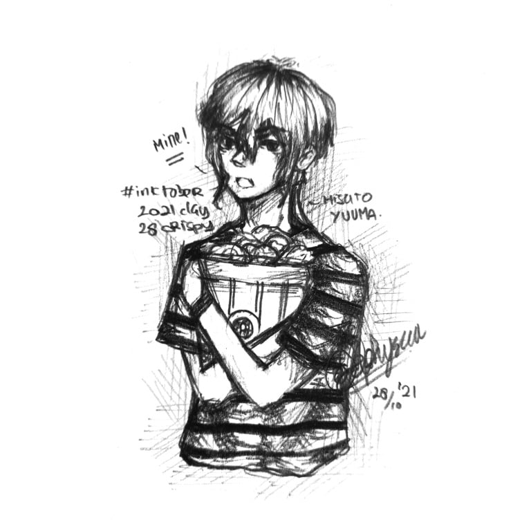 delphysca's tweet photo. π Inktober_28 : crispy π
.
One day Yuuma bought a bucket of crispy fried chicken and when his friends suddenly came for a visit. His friend's eye just looks at the bucket of chicken he just got. And so. Yuuma : MINE!! Ω©(β¬ΰ° ΰΌ¬ΰ° )Ω
.
#inktober2021day28 #delphyscaa #ArtistOnTwitter https://t.co/qD3yCQRXSW