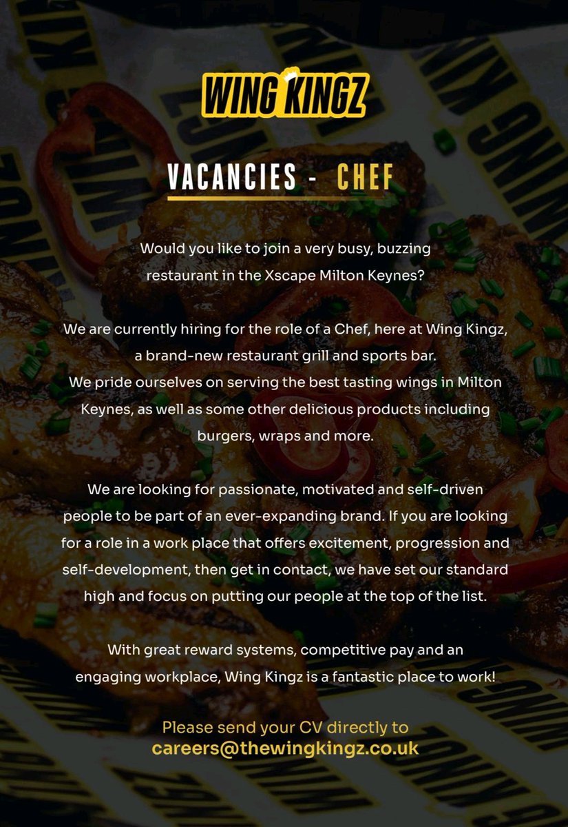 Chef needed at the Wonderful Wing Kingz