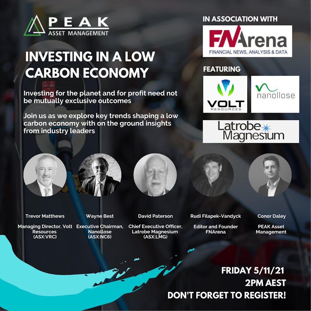 PeakAsset1's tweet photo. INVESTING IN A LOW CARBON ECONOMY - Join @PeakAsset1 and our partners at @FNArena as we explore key trends shaping a low carbon economy with on the ground insights from industry leaders on Friday the 5th November at 2pm AEST. Register below 👇
https://t.co/A4NPgK5AXX https://t.co/KLatri5JCQ